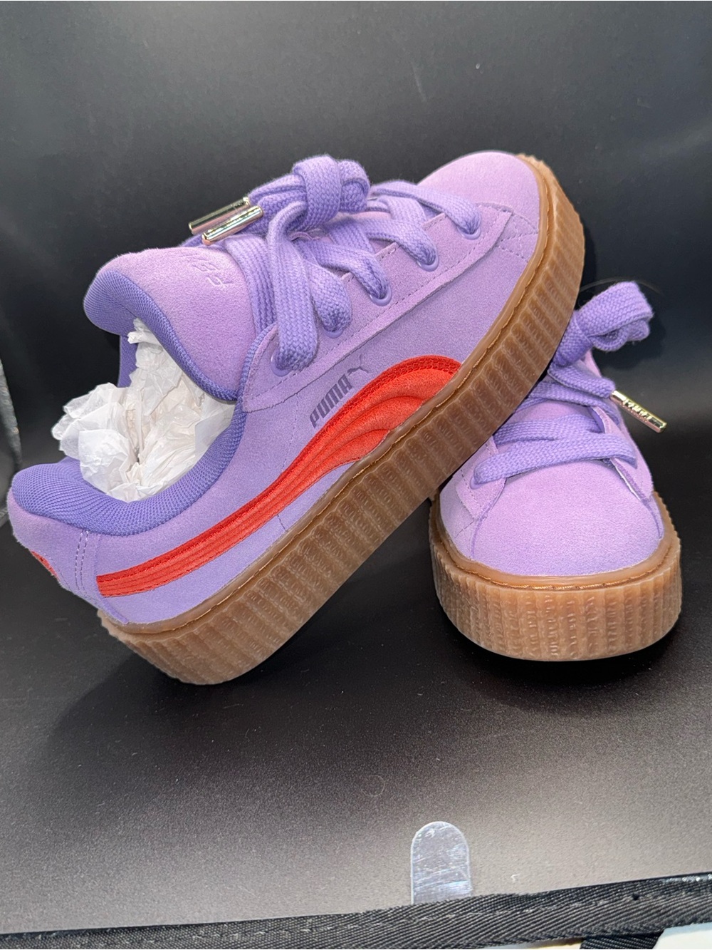 Puma Fenty Creeper Lavender Purple Platform Sneakers Sz 6.5 Rihanna Suede Neon - Picture 16 of 16